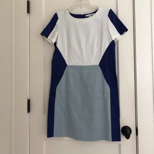 Boden Cotton Shift dress in light blue, cobalt blue and white Size 8L